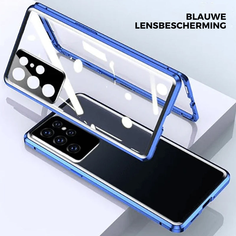 Full-Coverage Magnetic Tempered Glass Phone Case for Samsung Galaxy | Dual-Sided Protection | Front and Back Shielding | Snap-On Clear | Thomler