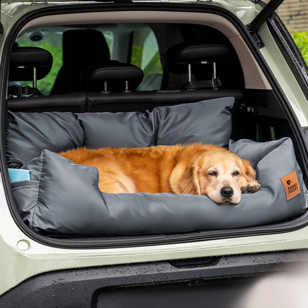 Dog Car Seat Cover for Back Seat – Padded Travel Hammock for Medium & Large Dogs with Safety Tethers & Storage Pockets | Thomler