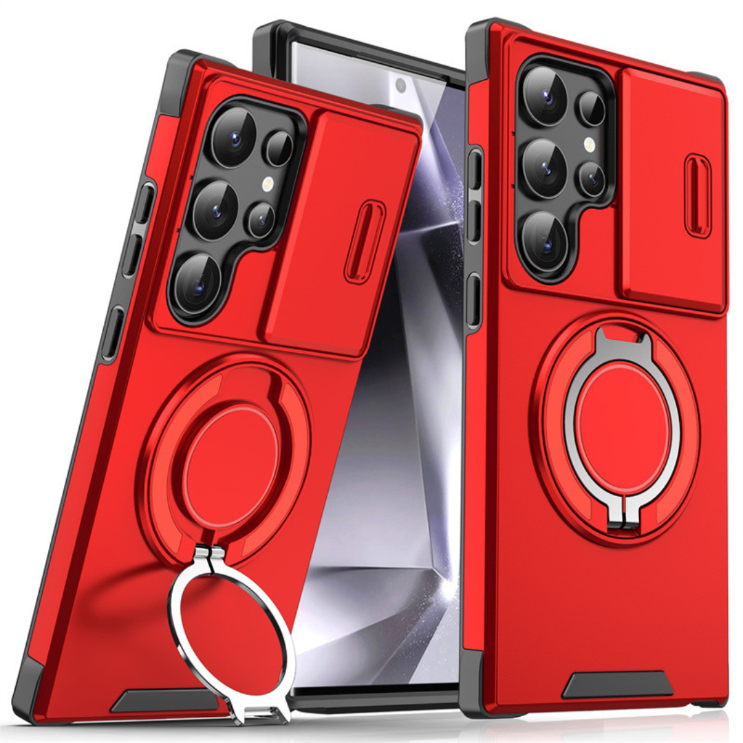 Magnetic Phone Case with Sliding Camera Cover & Kickstand Ring for Samsung Galaxy S-Series | MagSafe Compatible Protective Bumper Shell | Thomler