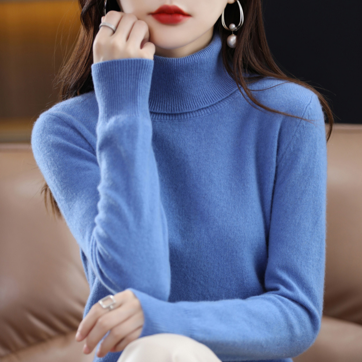 Women's Cashmere Turtleneck Sweater – Soft Knit Pullover for Fall & Winter | Thomler