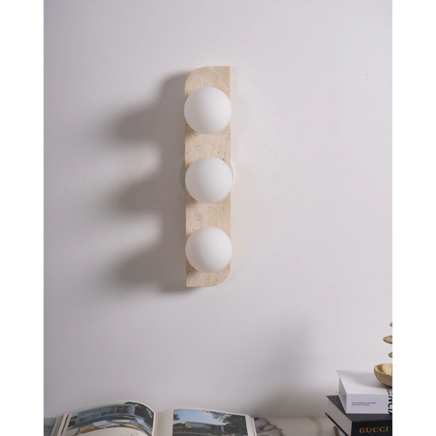 Wall Lamp Travertine Glass G9 Beige Living Room Hallway Bathroom Minimalist Japandi Ambient Lighting | Thomler