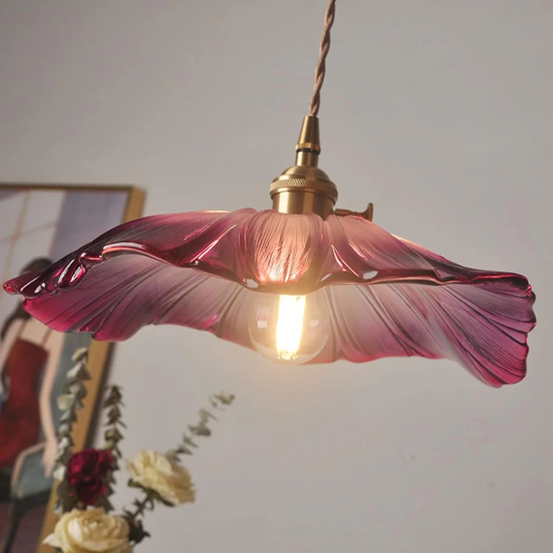 Pendant Light Ribbed Glass 28.0 cm Deep Red Dining Room Kitchen Island Hanging Ceiling Lamp Vintage E27 Adjustable Cord | Thomler