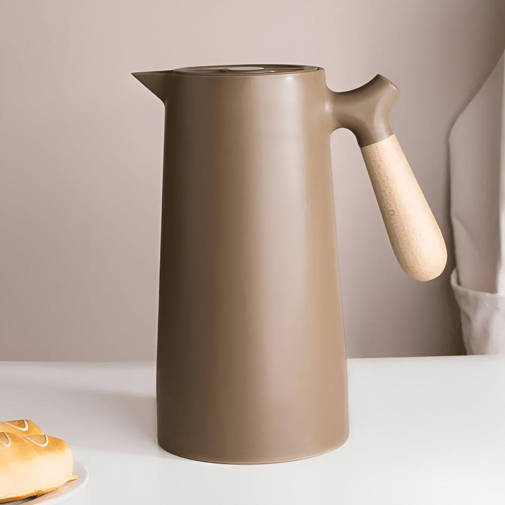 Carafe Stainless Steel 1.0 L Wooden Handle Leak Proof Hot Cold Kitchen Coffee Tea Flask | Thomler