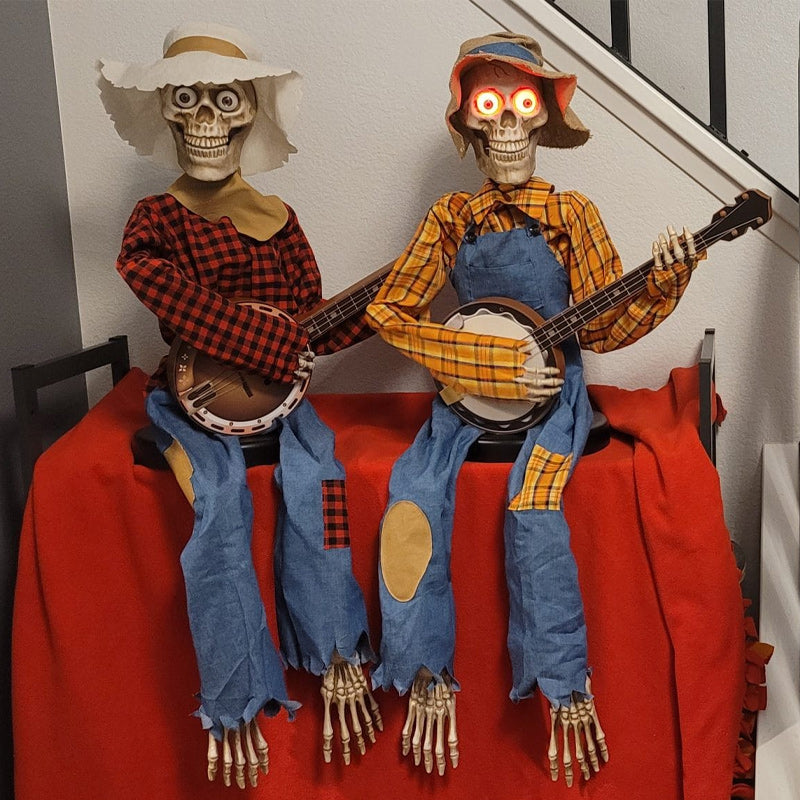 Musical Skeleton Banjo Duo – Motion-Activated Halloween Decoration with Sound & Light | Thomler