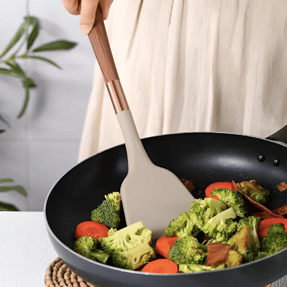Heat-Resistant Silicone Kitchen Tool Set - 10-Piece Non-Stick Cooking Utensil Collection with Soft Grip Handles for Everyday Meal Prep | Thomler