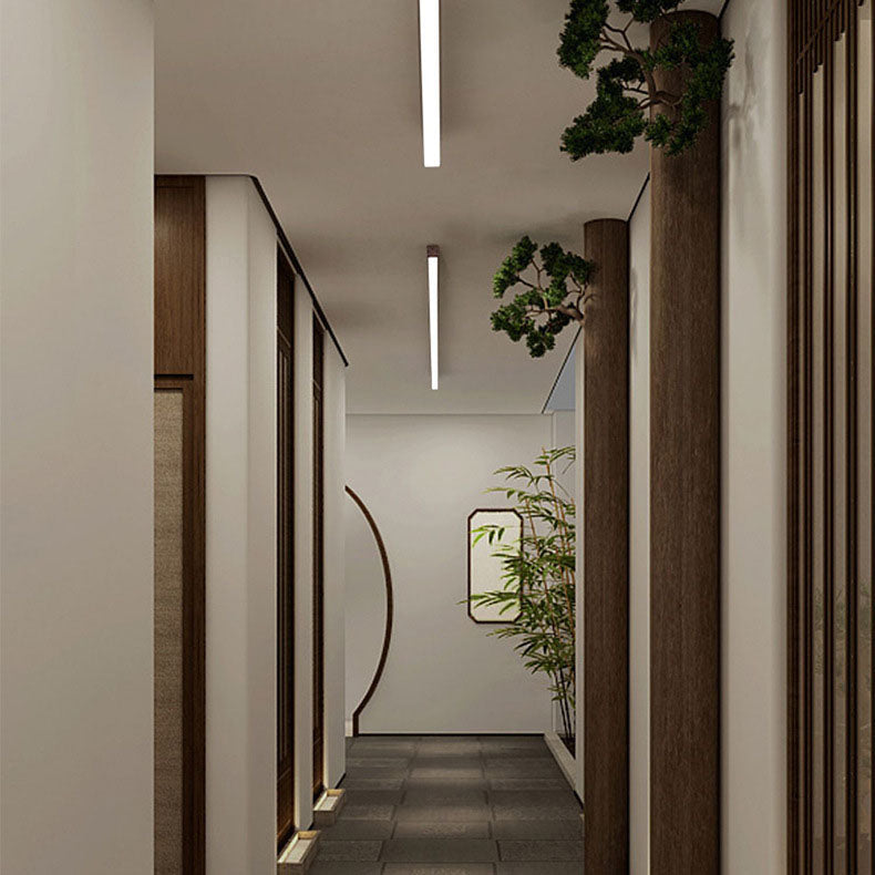 Ceiling Light Wood LED 120.0 cm Flush Mount Living Room Bedroom Linear Lamp Japandi Scandinavian Modern Lighting | Thomler
