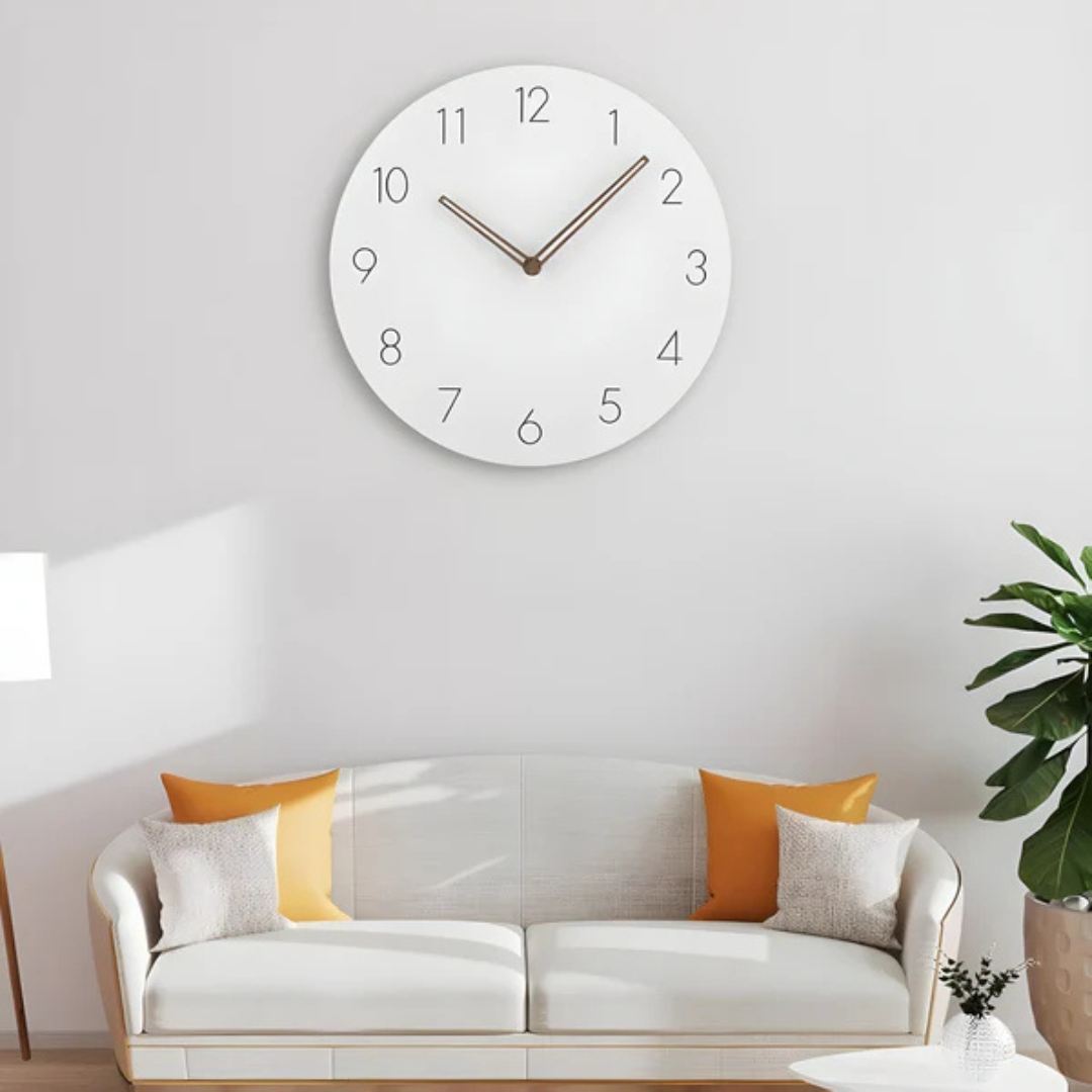 Wooden Wall Clock Silent Quartz Movement No Ticking 11.5 Inch Round Modern Home Office Bedroom Living Room Kitchen Décor Minimalist | Thomler