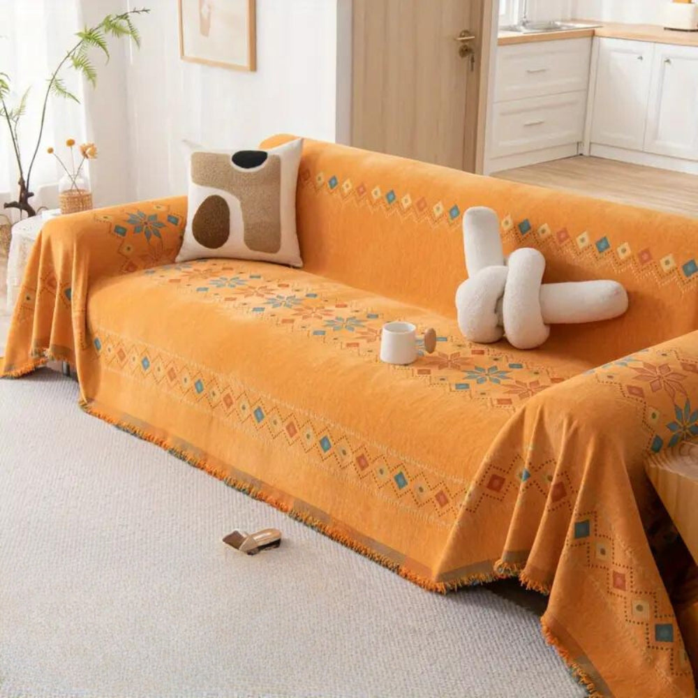 Chenille Throw Blanket with Tassels – Soft Microfiber Sofa Cover for Living Room, Bedroom & Office Décor | Thomler