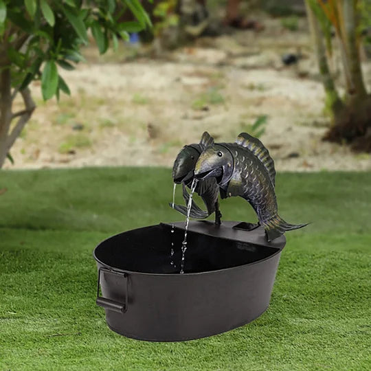 Polyresin Animal Fountain with Electric Pump for Patio, Deck & Backyard | Natural Stone Look Water Feature | Thomler