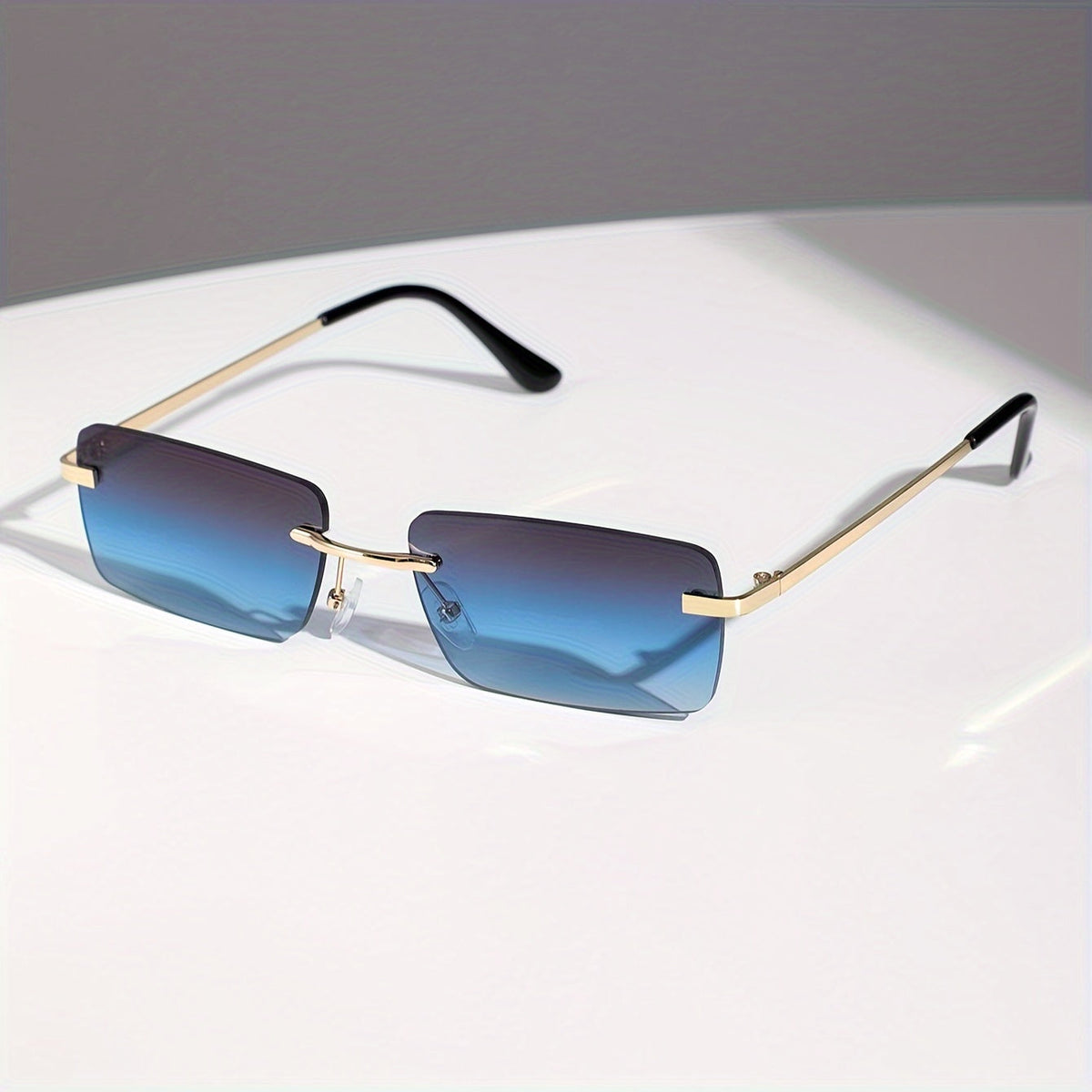 Rimless Sunglasses for Men – Lightweight Metal Frame with UV Protection & Oversized Gradient Lenses for Driving, Outdoor Sports, Beach | Thomler