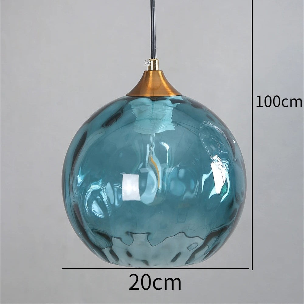 Pendant Light Ripple Glass 7.9 in Sphere Adjustable Dining Room Kitchen Hanging Ceiling Lamp Modern Nordic Minimalist Fixture | Thomler