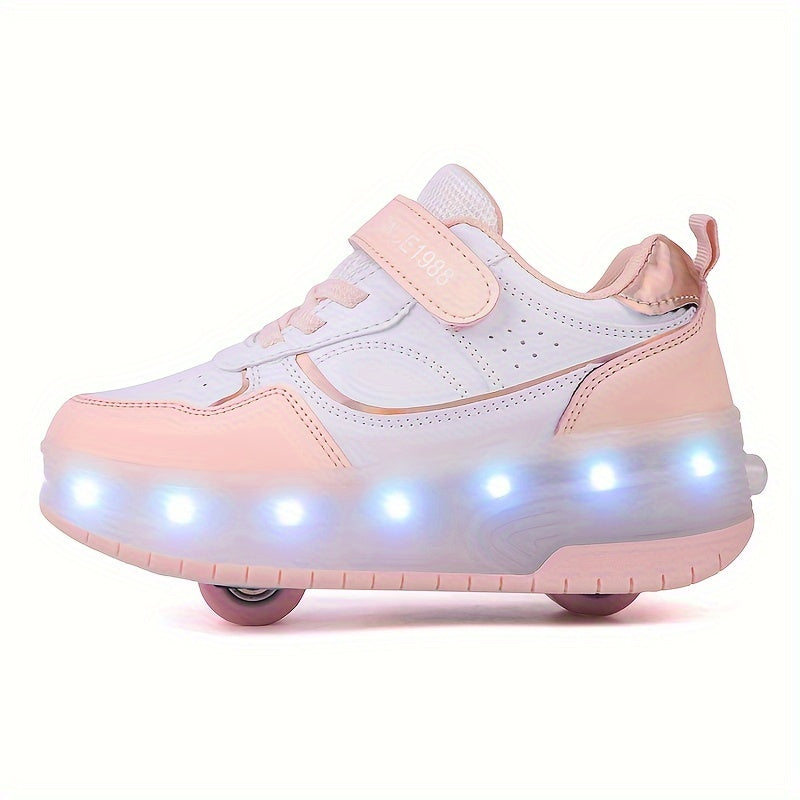 LED Light-Up Roller Skate Sneakers for Kids with Removable Wheels – USB Rechargeable Inline Shoes for Boys & Girls | Thomler