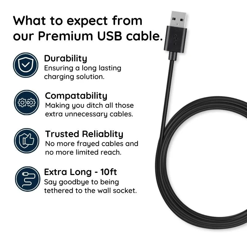 High-Speed Micro USB Charging Cable – 10 Foot Extended Reach for Android Phones, Tablets, Cameras & More | Thomler