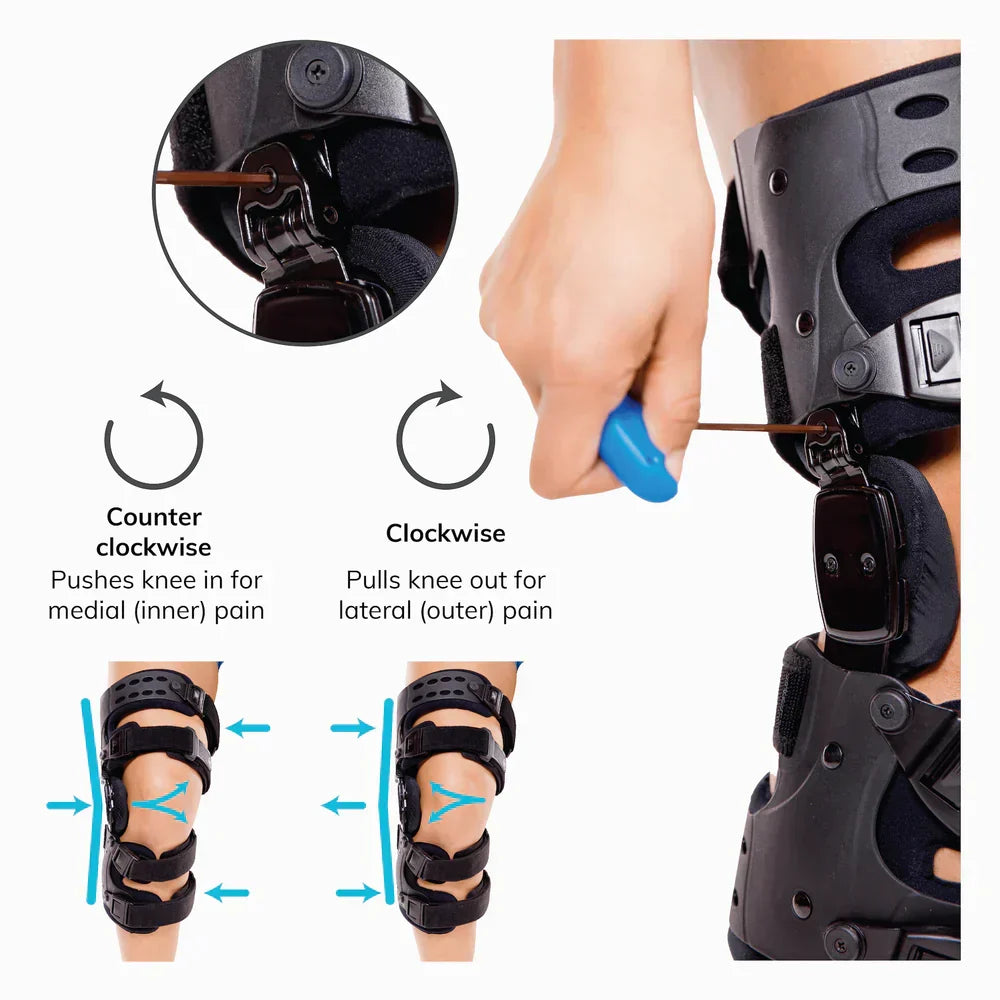 Adjustable Knee Brace for Arthritis Pain Relief with Hinged Support & Range of Motion Control for Medial Lateral Osteoarthritis | Unloader S | Thomler