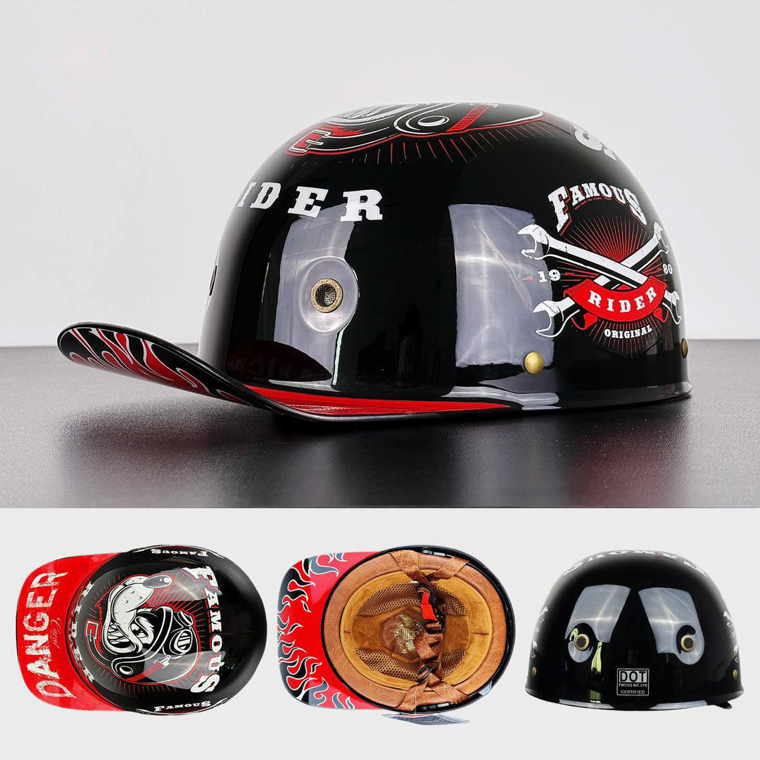 DOT-Certified Motorcycle Half Helmet with Baseball Cap Style for Urban Riding and Commuting | Thomler