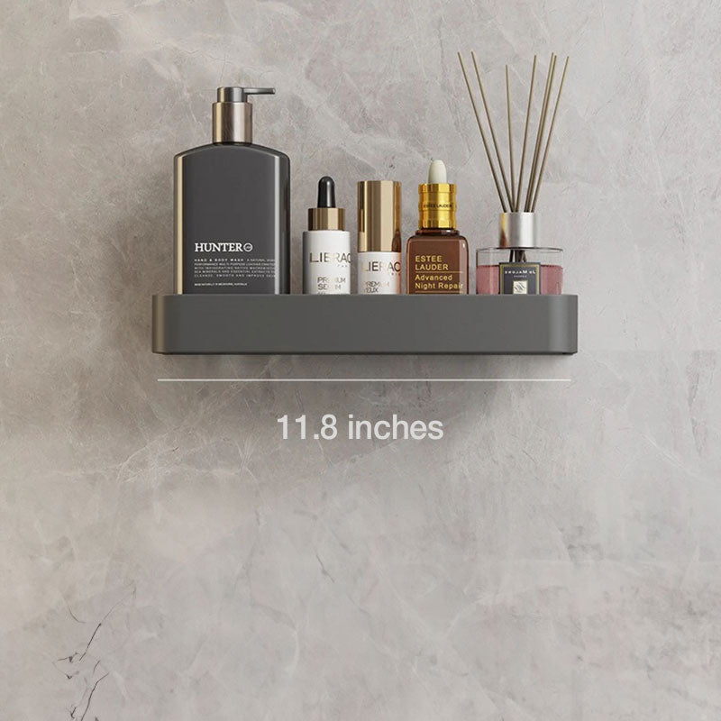 Bathroom Shelf Aluminium 30.0 cm Grey Self Adhesive Shower Wall Organiser With Towel Holder Floating Storage Rack | Thomler
