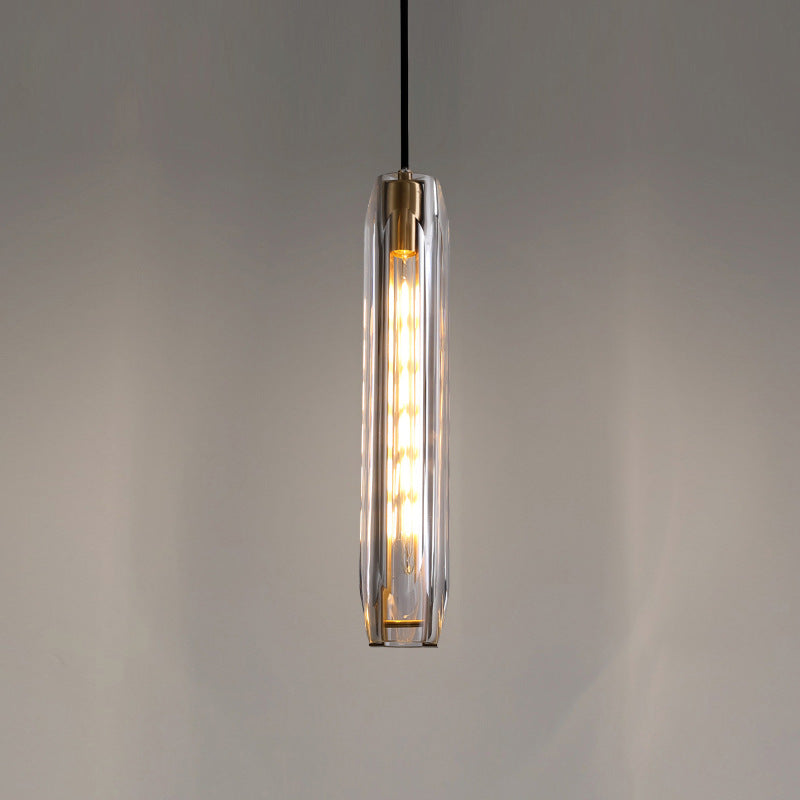Pendant Light Glass Cylinder 15 in Adjustable Hanging Bedroom Dining Room Ceiling Fixture Modern Minimalist Lighting | Thomler