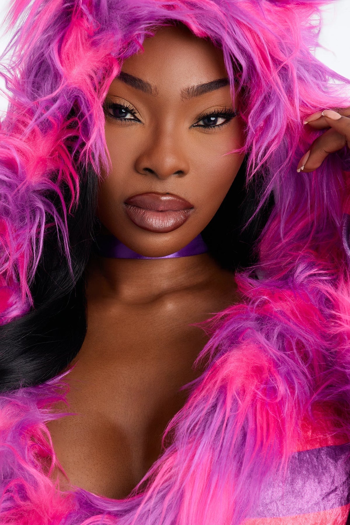 Feline Fantasy Faux Fur 4-Piece Costume Set with Hood, Gloves & Leg Warmers for Women | Thomler