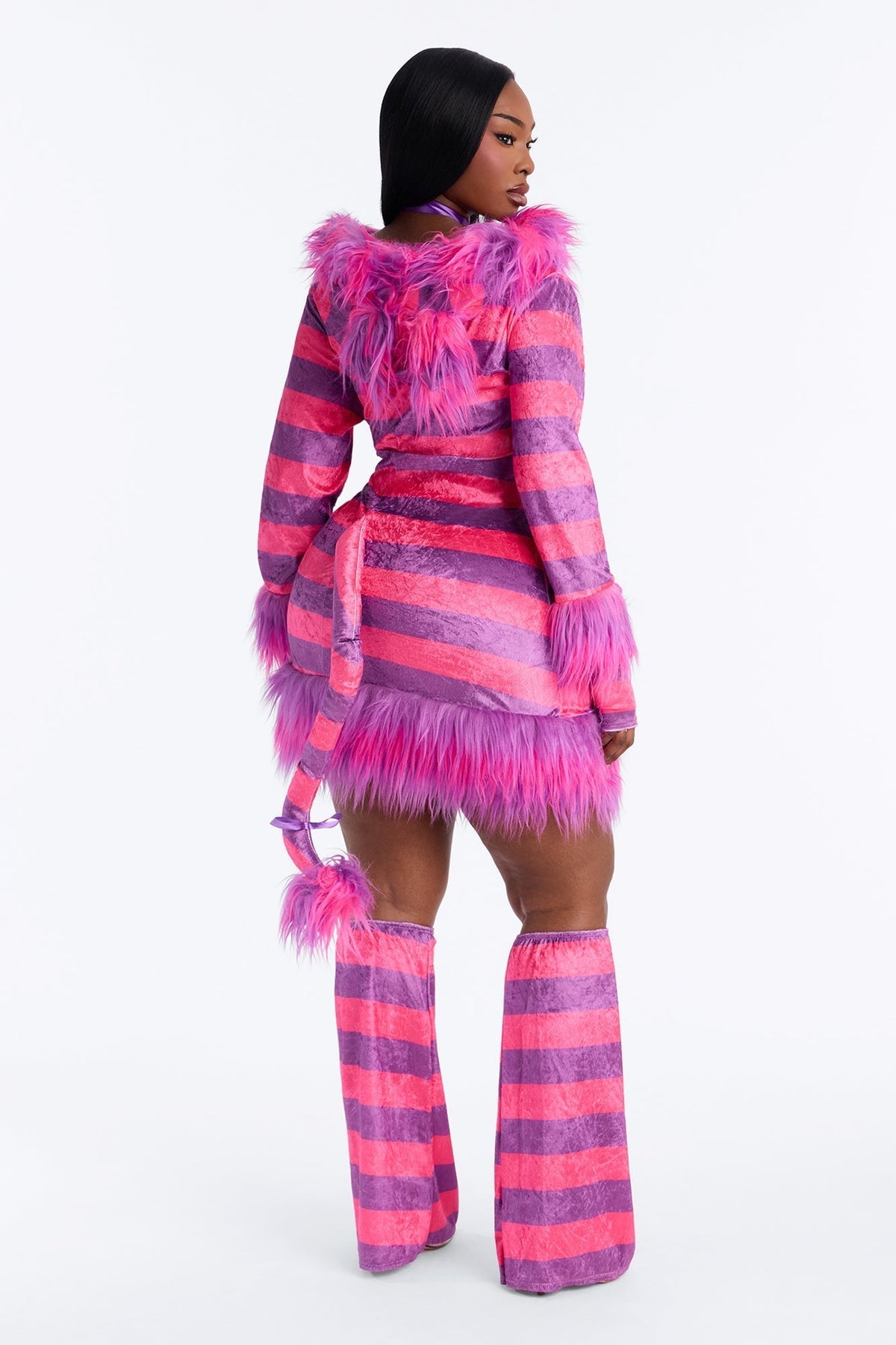 Feline Fantasy Faux Fur 4-Piece Costume Set with Hood, Gloves & Leg Warmers for Women | Thomler