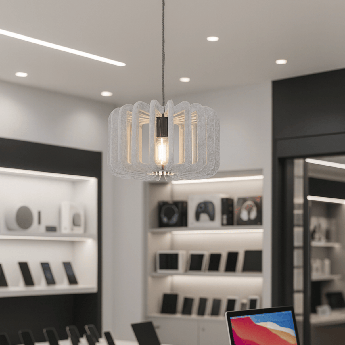 Noise-Reducing Felt Hanging Lamp – Sound-Absorbing Cone Pendant for Dining Rooms, Cafes & Open Spaces | Thomler