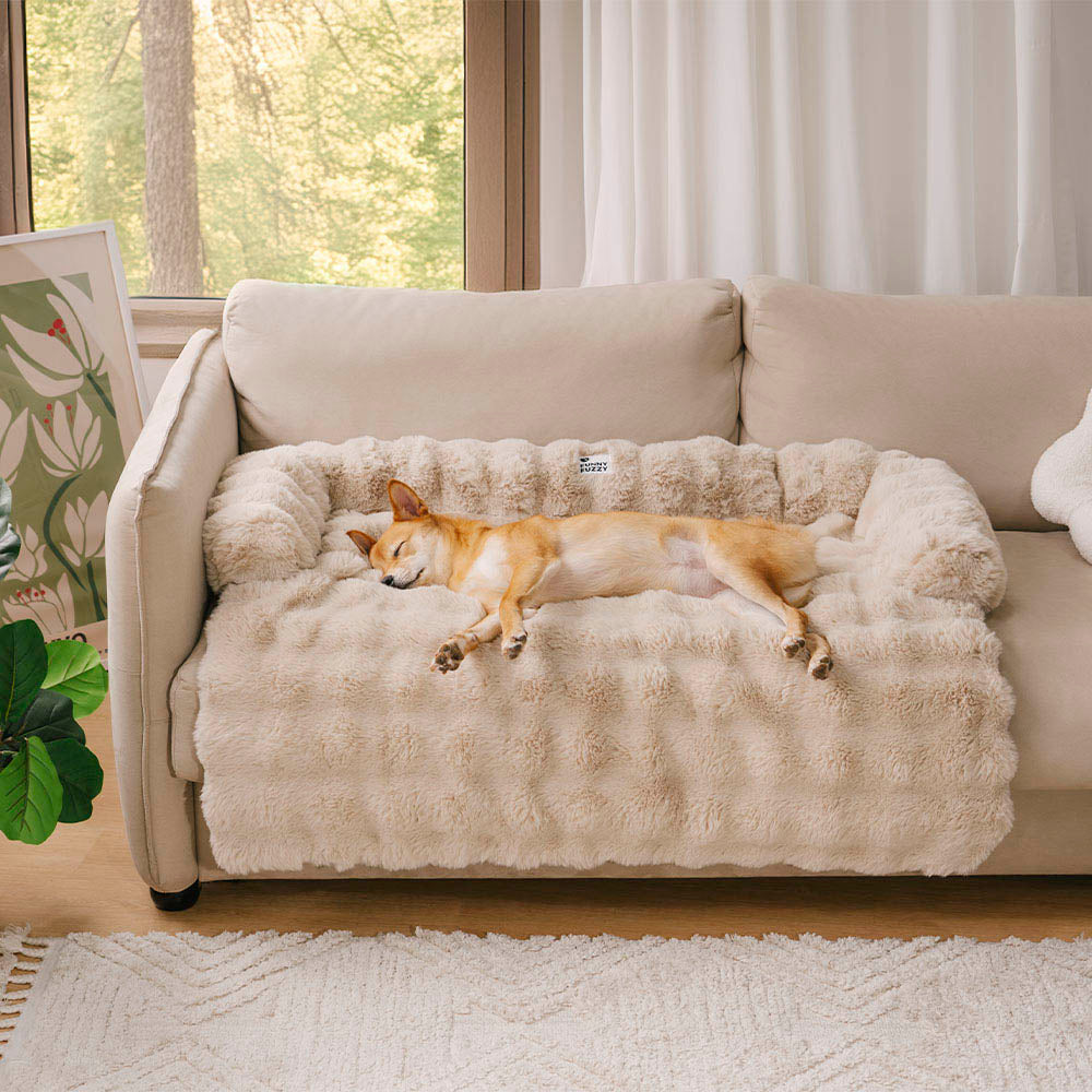 Ultra-Plush Pet Couch Cover & Cushion Mat for Dogs and Cats - Washable Non-Slip Furniture Protector Throw Blanket with Deep Pile Faux Fur | Thomler