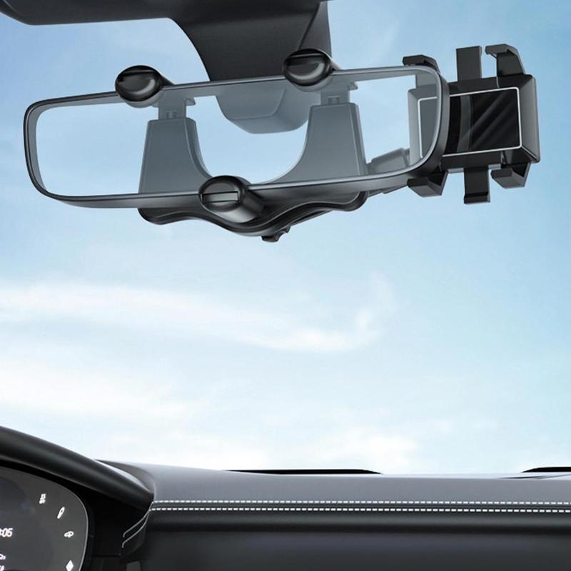 Adjustable Car Mirror Mount for Smartphones - Rotating Clip-On Device Cradle for GPS Navigation and Hands-Free Viewing While Driving | Thomler
