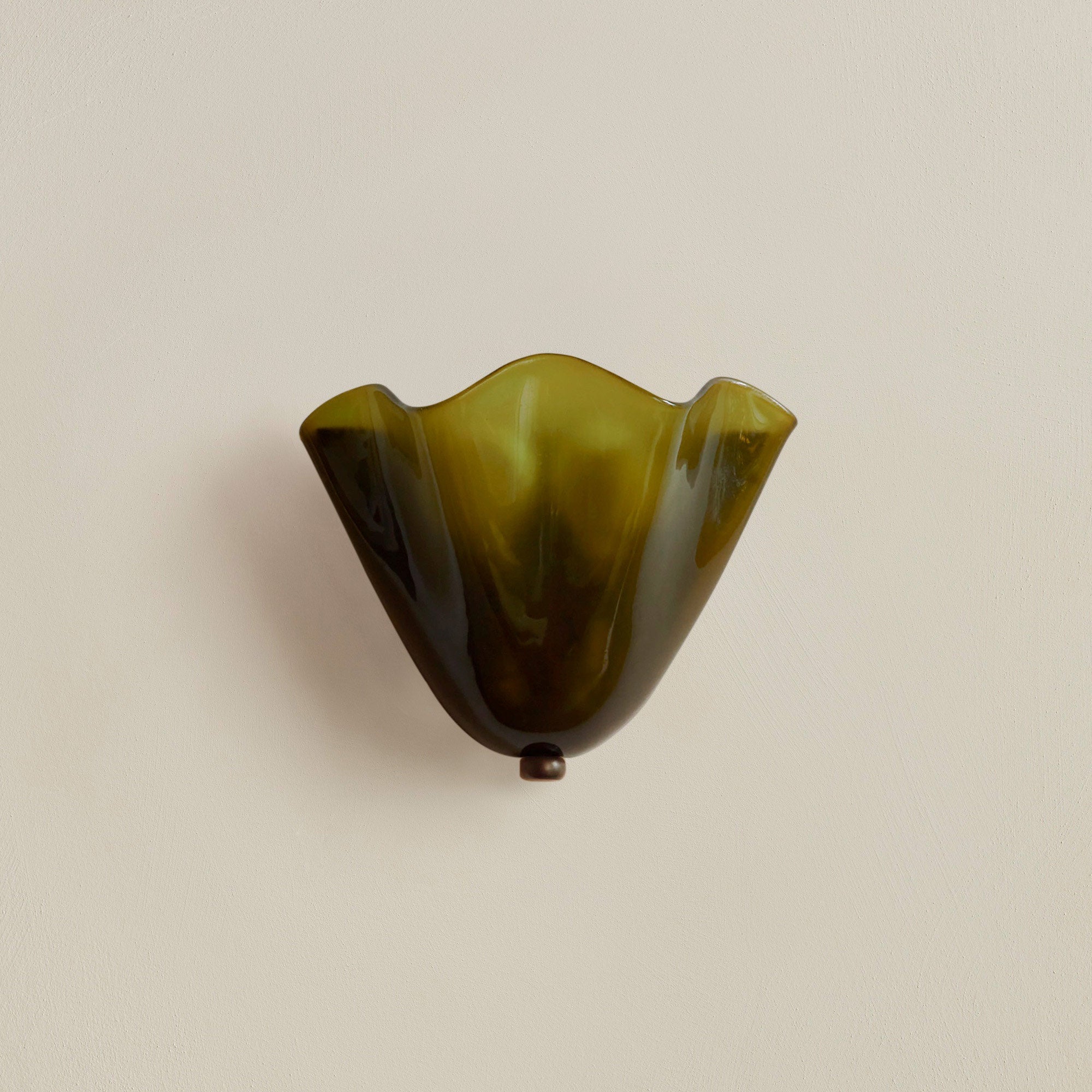 Shell-Inspired Glass Sconce 11 Inch Wide Vintage Iron Bedside Fixture Warm Ambient Hallway Lighting E14 Base Brown Green Beige Tinted Shade | Thomler