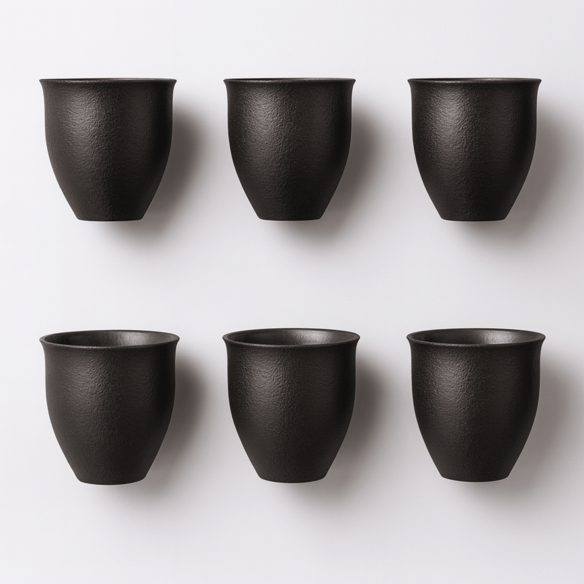 Handcrafted Stoneware Espresso Cups – 6-Piece Set with Natural Textures & Metallic Accents for Coffee, Tea & Sake | Thomler