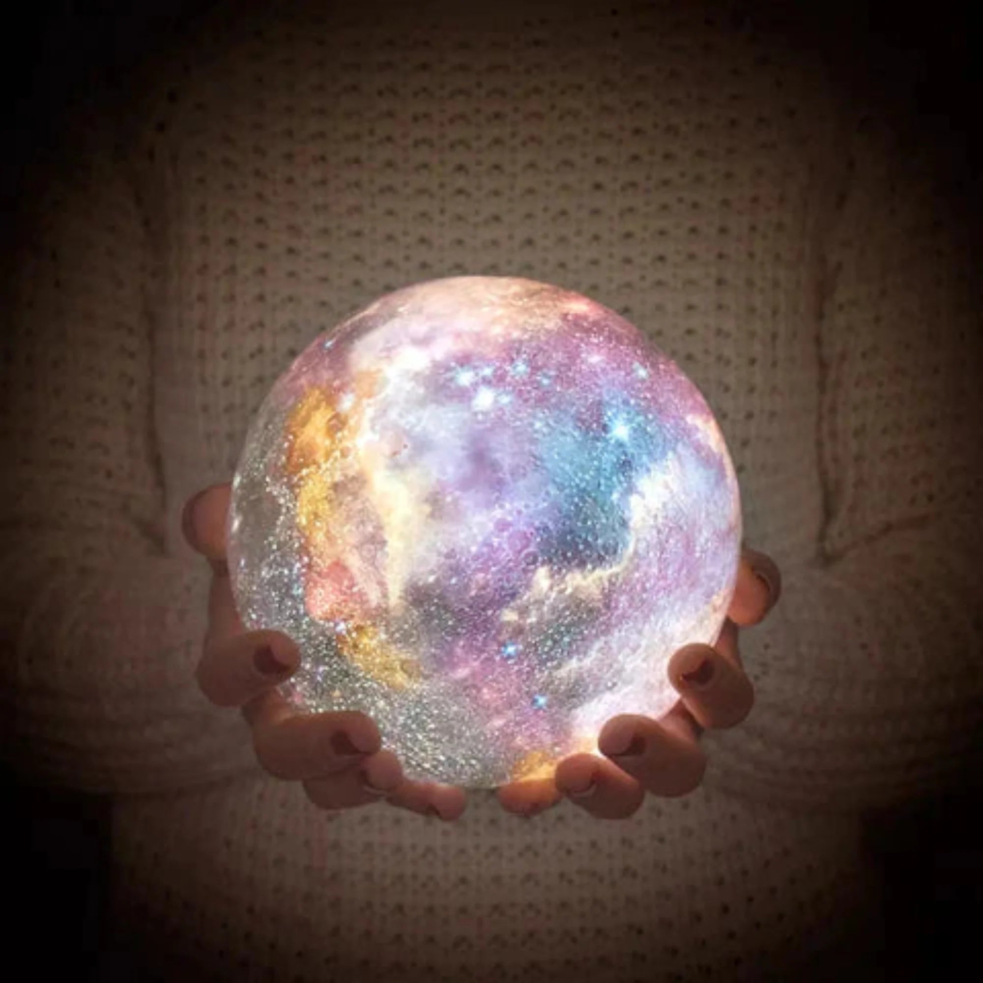 Moon Lamp 8 in 3D Printed ABS PVC Wooden Stand USB Rechargeable Night Light 16 Colors Portable Bedroom Home Decor | Thomler