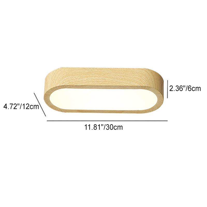 LED Wood Grain Ceiling Light Flush Mount – Modern Round Low Profile Fixture for Bedroom Living Room – Hardwired 8W Acrylic Shade Walnut & | Thomler
