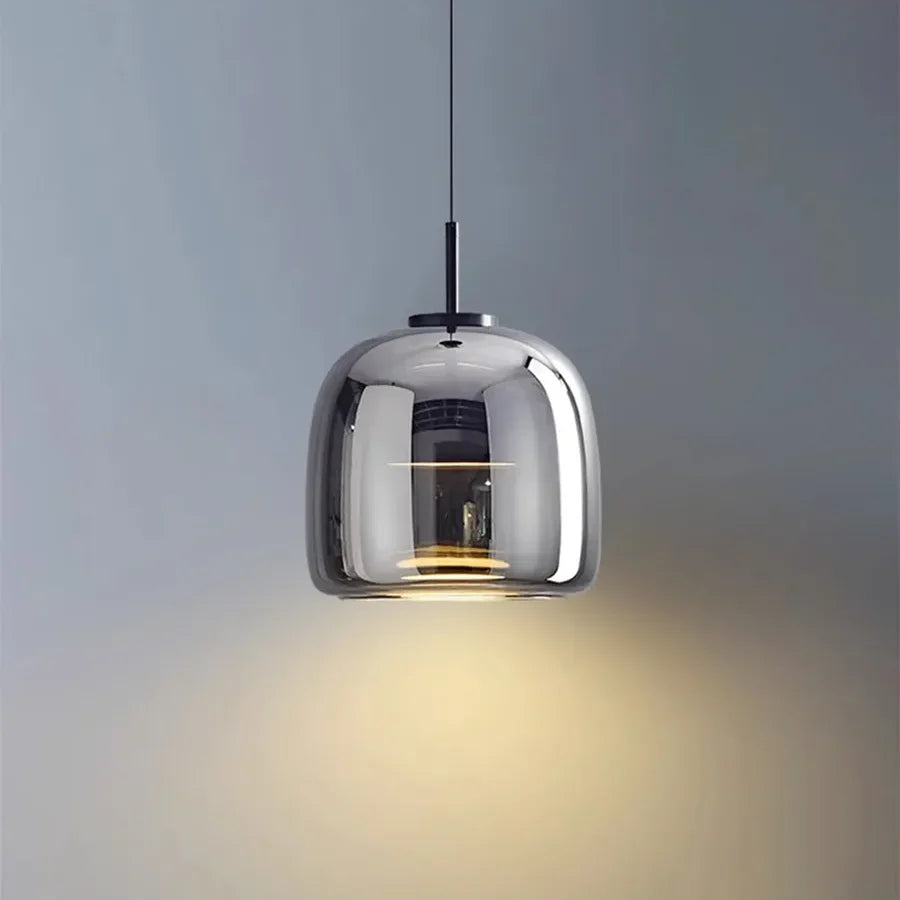 Pendant Light Glass 102.0 cm x 38.0 cm Cognac Or Smoke Grey Dining Room Kitchen Island Scandinavian Hanging Ceiling Lamp | Thomler
