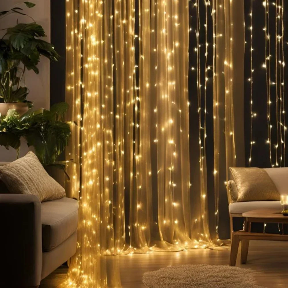 LED Curtain String Lights Warm White USB Powered with Remote 8 Modes for Indoor Outdoor Patio Bedroom Wedding Party Decorative Waterproof | Thomler