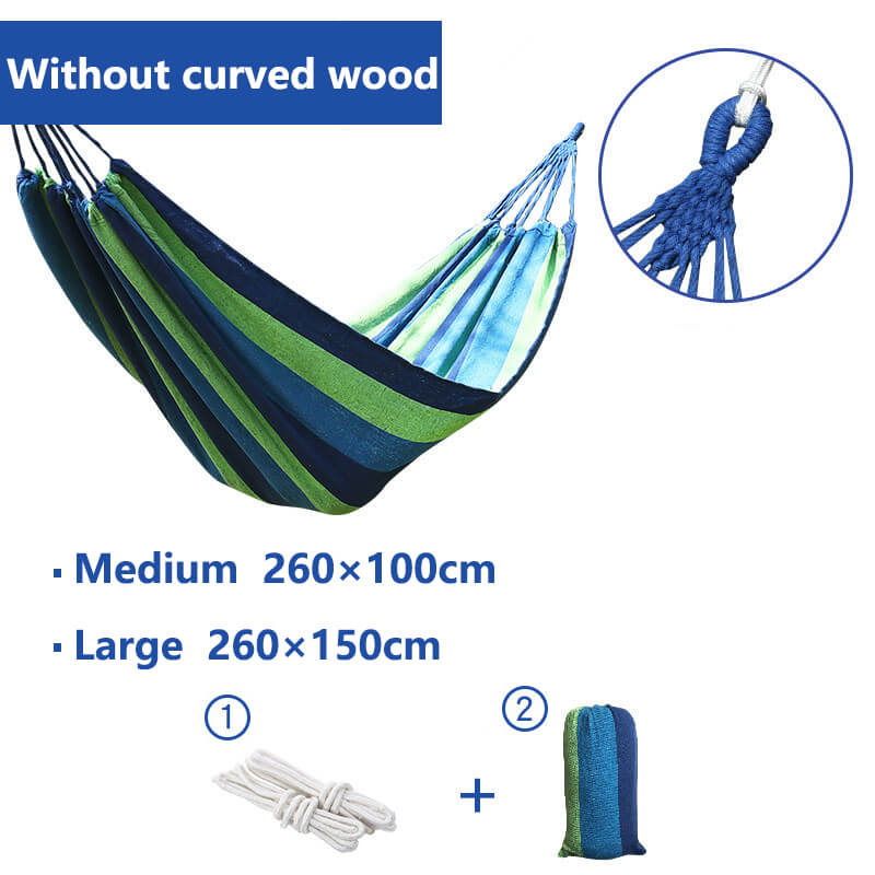 Hammock Cotton Blend 260.0 cm Portable Garden Balcony Camping Relaxation Swing Bed With Storage Bag Anti Tilt Design | Thomler