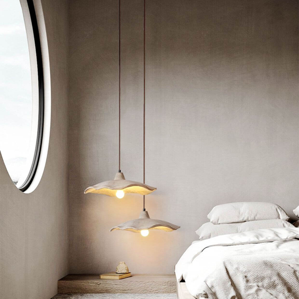 Chandelier Cement 9.8 in Pendant Industrial Lighting Pottery Yellow Living Room Bedroom Fixture | Thomler