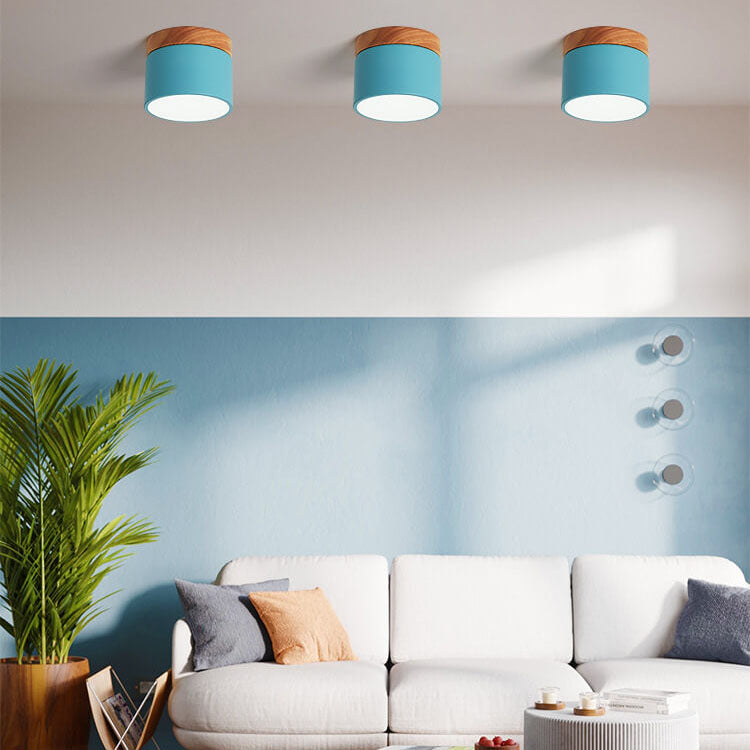 Round Compact LED Ceiling Light with Tri-Color Temperature Switch for Hallways, Bedrooms & Living Rooms | Modern Nordic Style Flush Mount | Thomler