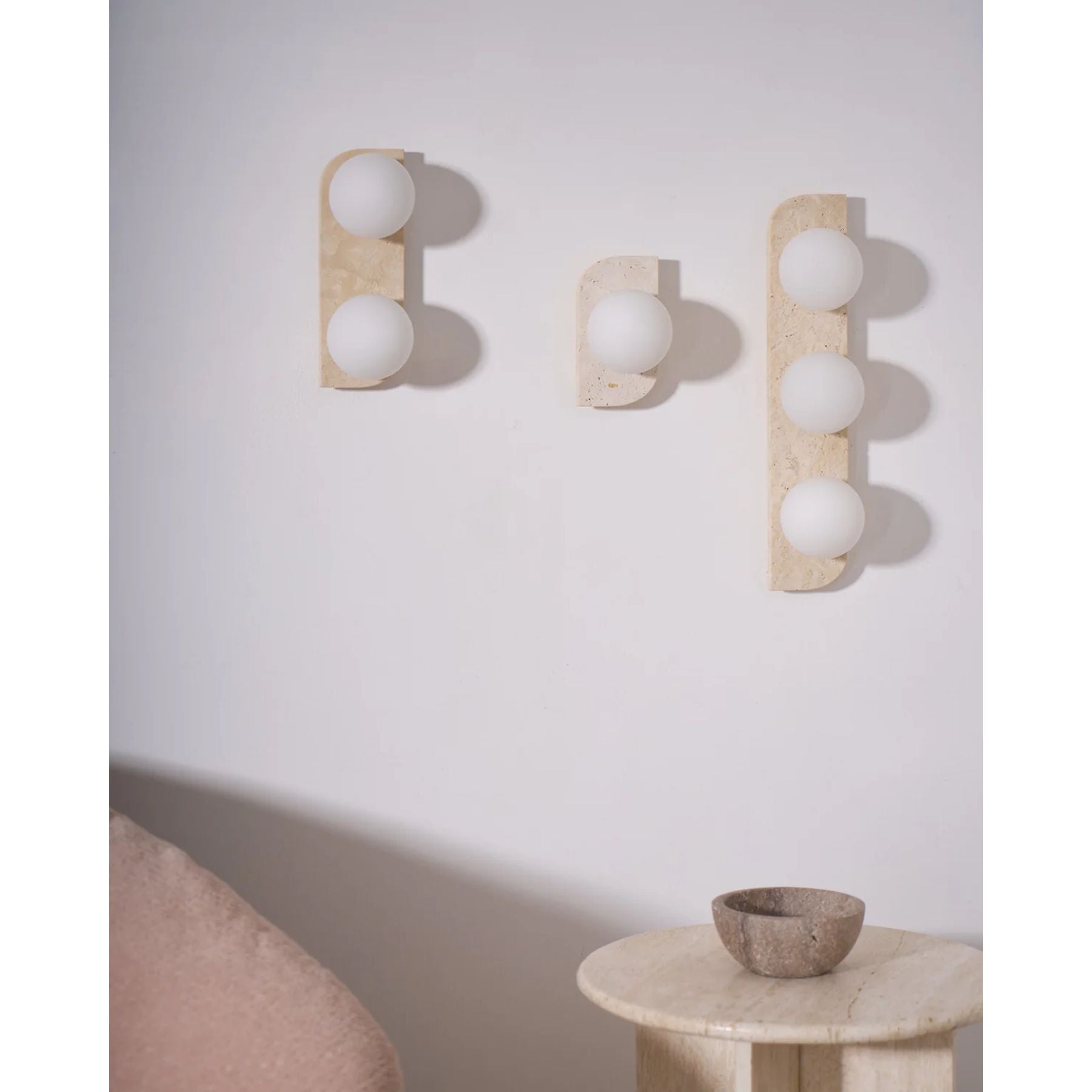 Wall Lamp Travertine Glass G9 Beige Living Room Hallway Bathroom Minimalist Japandi Ambient Lighting | Thomler