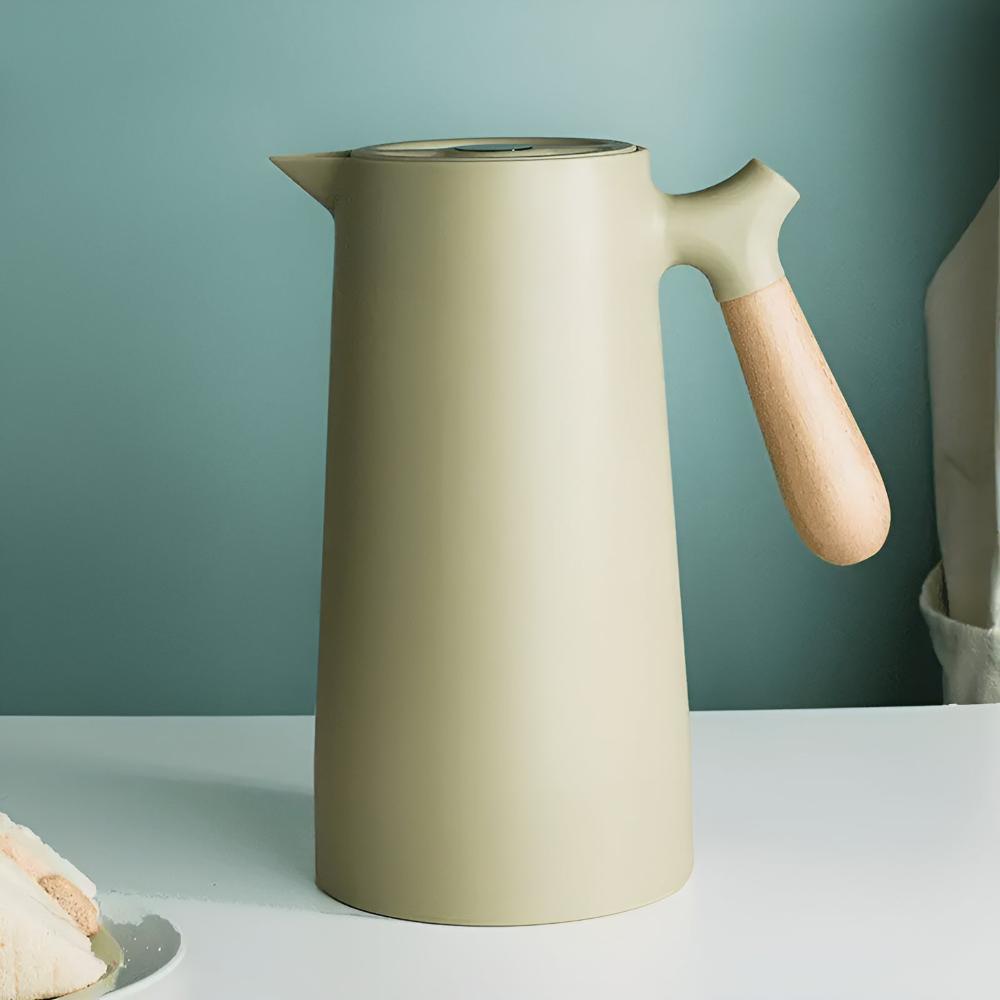 Carafe Stainless Steel 1.0 L Wooden Handle Leak Proof Hot Cold Kitchen Coffee Tea Flask | Thomler