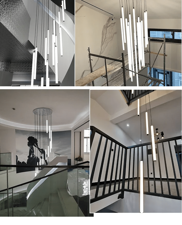 Pendant Light Iron Acrylic 300.0 cm Adjustable Spiral Staircase High Ceiling LED Hanging Lamp Entryway Foyer Lighting | Thomler