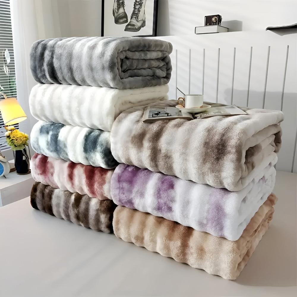 Swirl-Dyed Faux-Fur Throw Blanket – Plush & Cozy Year-Round for Couch, Bed & Travel | Thomler