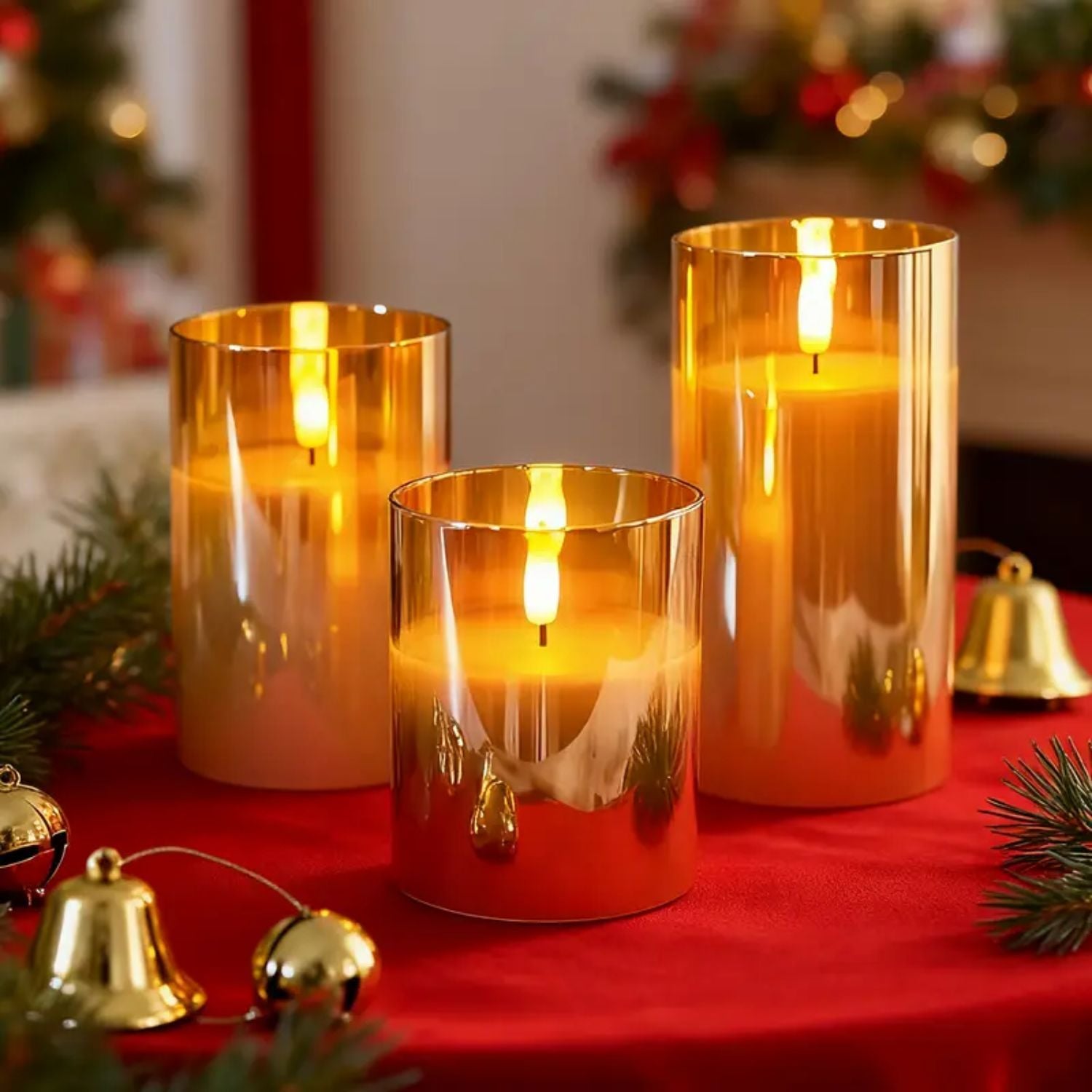 LED Candle Glass Smoke Finish Remote Control Indoor Mood Lighting Flameless Table Decoration Set | Thomler