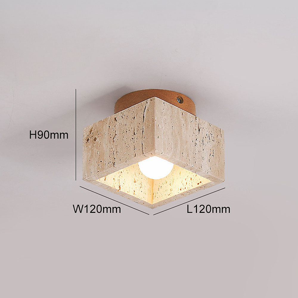 Ceiling Lamp Travertine Wood E27 Beige Hallway Bedroom Scandinavian Flush Mount Lighting | Thomler