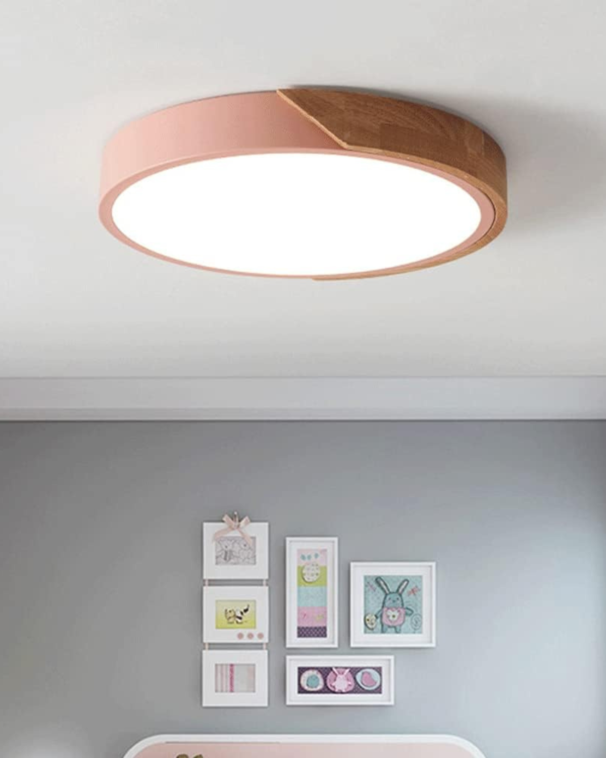 Moderne ronde plafondlamp met houtaccent en LED verlichting – minimalistische designlamp in 23 30 40 50 en 60 cm | Sansoti