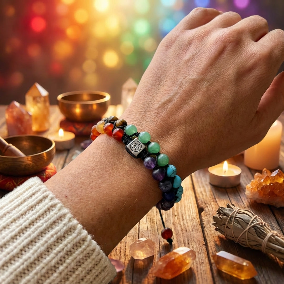 Natural Stone Chakra Bracelet – Adjustable Braided Cord Design for Men & Women, Lightweight & Colorful | Thomler