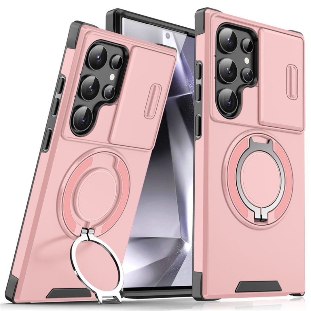Magnetic Phone Case with Sliding Camera Cover & Kickstand Ring for Samsung Galaxy S-Series | MagSafe Compatible Protective Bumper Shell | Thomler