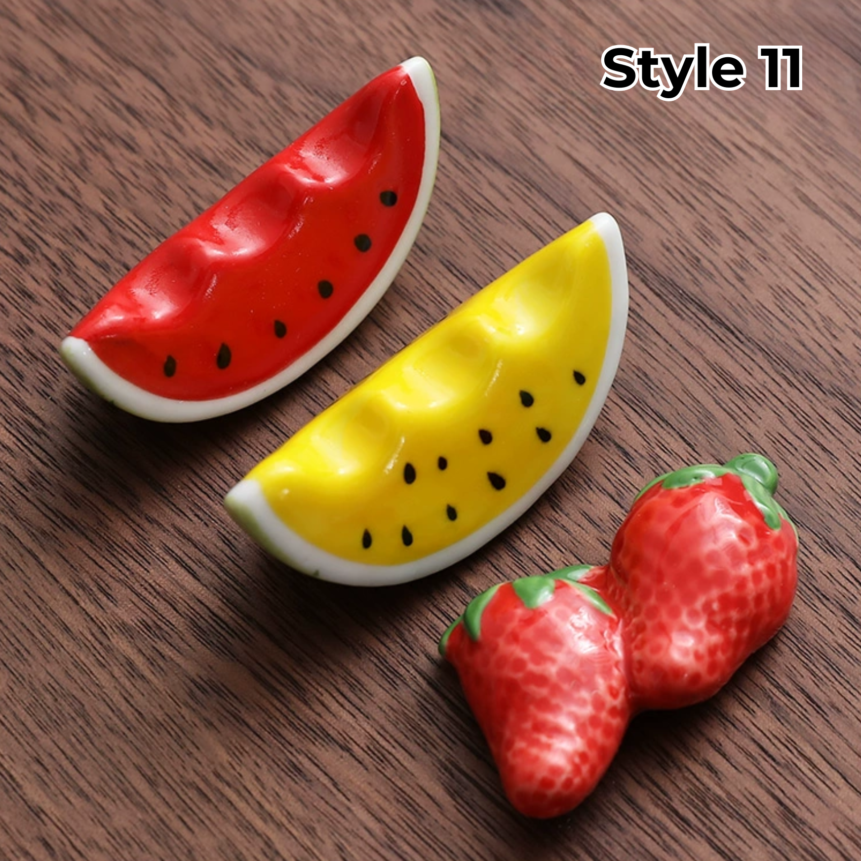 Porcelain Utensil Holders with Animal and Fruit Designs for Asian Dining – Set of 3 Decorative Tabletop Rests | Thomler