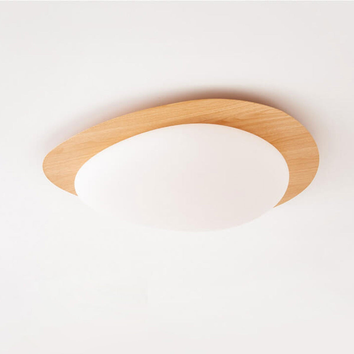 Oval Stone-Textured LED Ceiling Mount Light with Timber Finish for Bedrooms | Modern Hardwired Close-to-Ceiling Fixture for Living Rooms & | Thomler