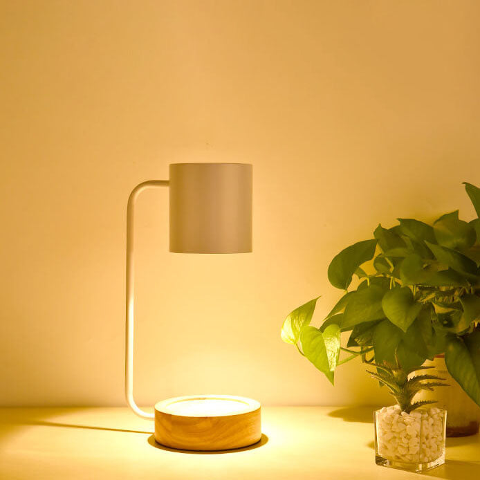 Flameless Scented Wax Warmer Lamp with Wood Base & Dimmable Ambient Light for Bedroom Living Room | Thomler