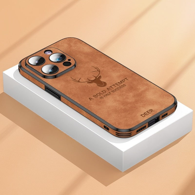 Genuine Suede iPhone Case with Camera Protection & Shock-Absorbing Silicone Liner for iPhone 12-17 | Thomler