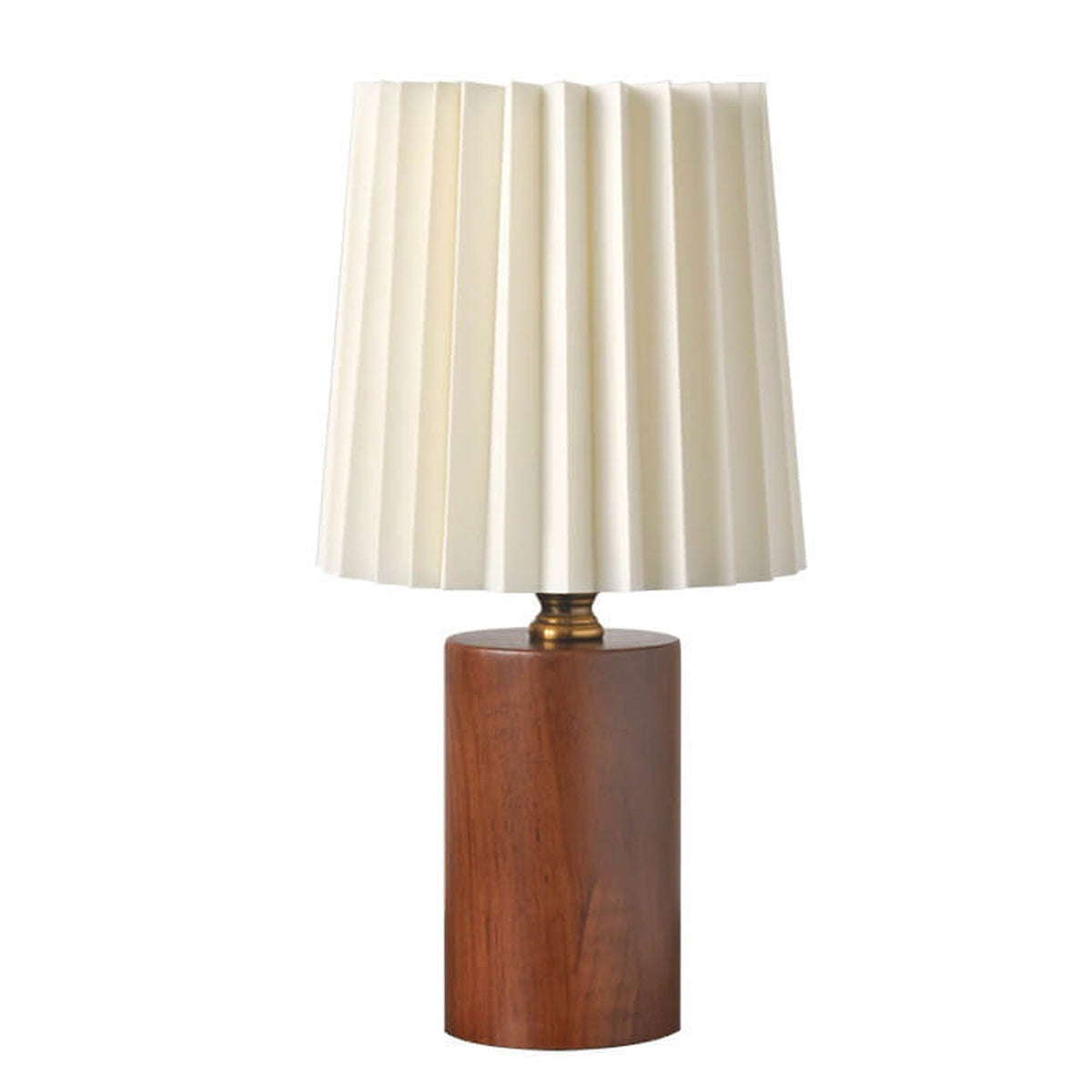Pleated Fabric Accent Lamp with Cylindrical Wooden Base – Bedside Reading Light for Bedroom & Living Room | Thomler