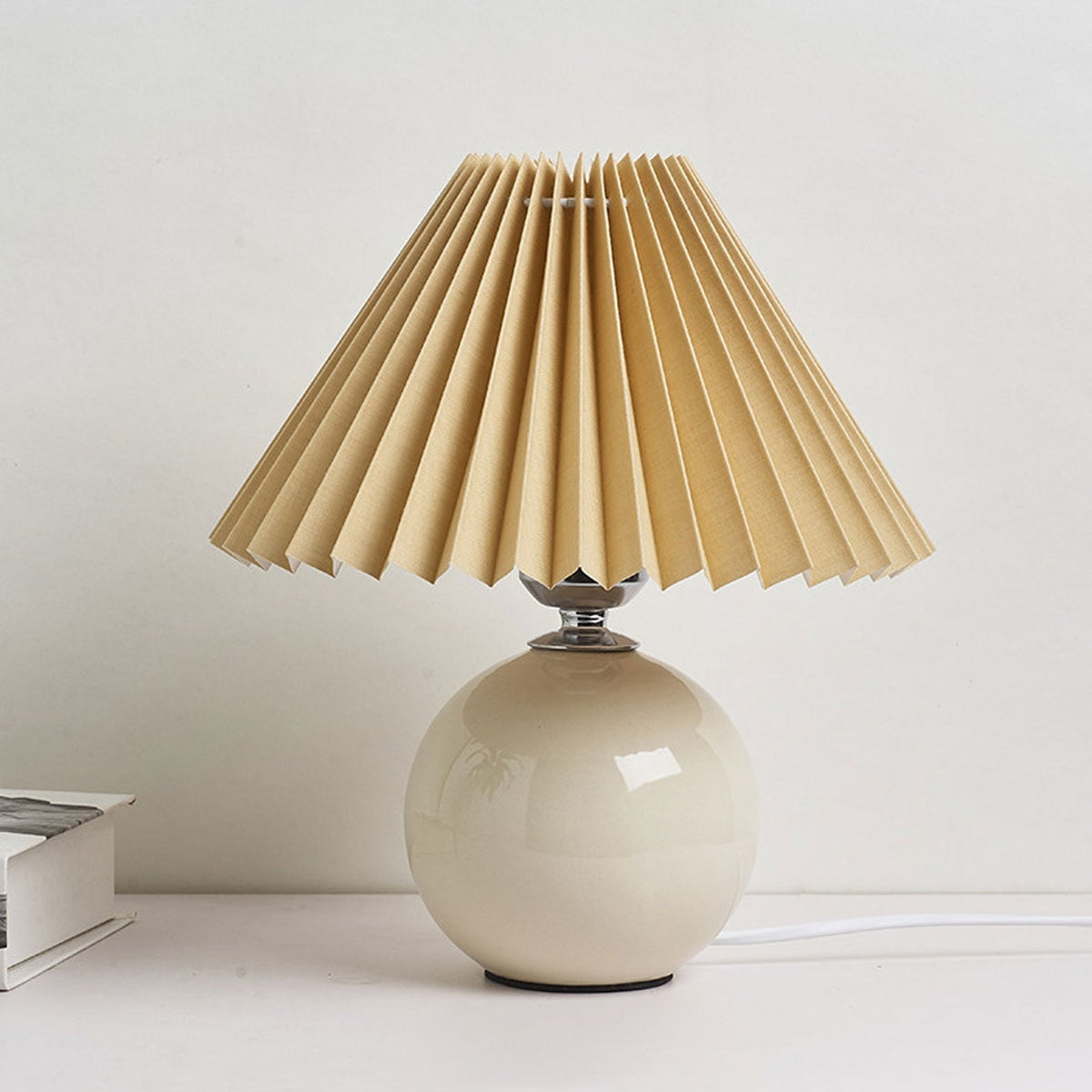 Ceramic Table Lamp with Fabric Shade – Modern Accent Lighting for Bedroom, Living Room & Home Office | Thomler